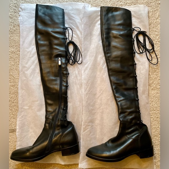 Black leather over the knee riding boots - Picture 3 of 11